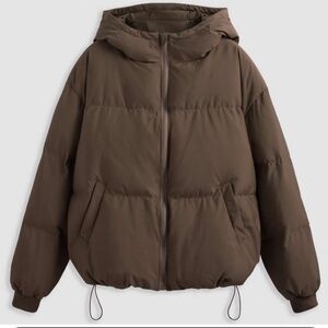 NWT Cider Brown Hooded Puffer Jacket Size Small